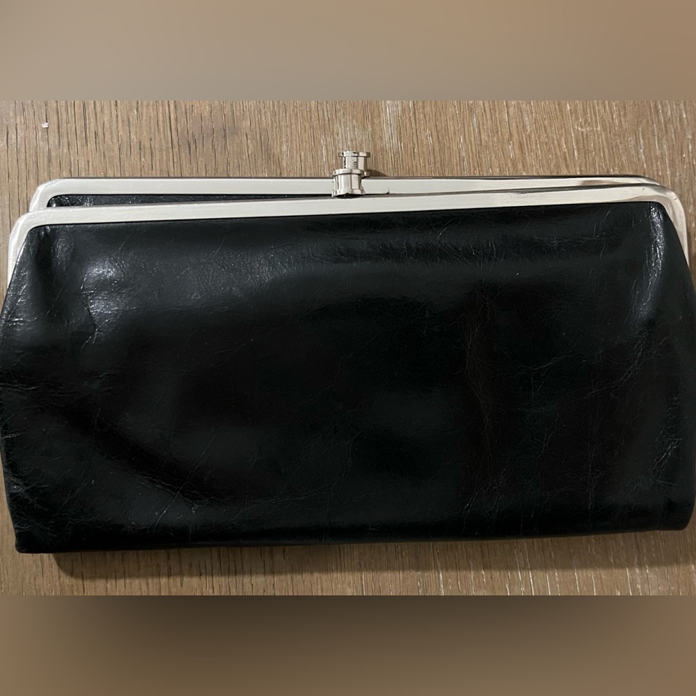 Hobo Clutch Wallet in Black Leather